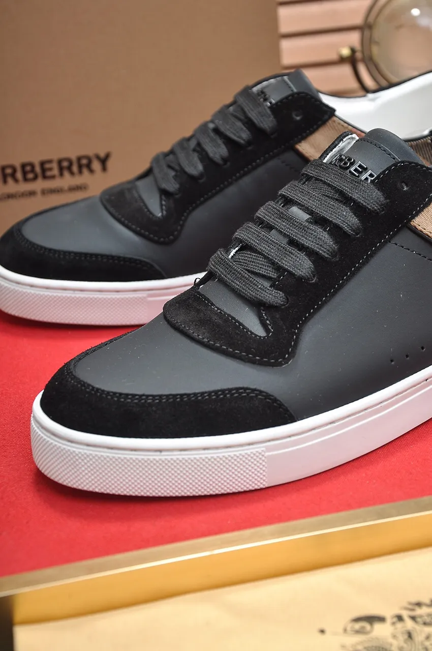 Men's shoes💰480💶[Burberry] (cowhide lining) classic low-top sneakers｜Imported cowhide with classic plaid fabric｜Cow leather lining｜Original outsole｜Fine workmanship and comfortable to wear Size: 38-44 (customized at 45)